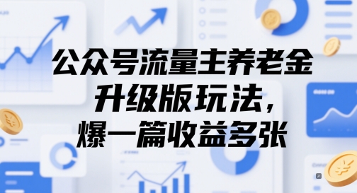 公众号流量主养老金升级版玩法，爆一篇收益多张-chywc