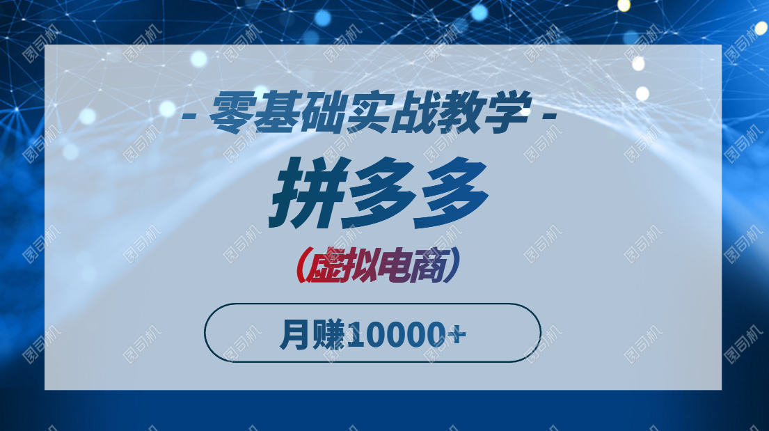 拼多多虚拟电商，零基础实战教学，快速打爆商品，新手也能月入10000+-chywc