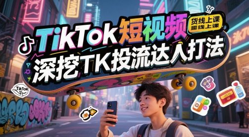 TikTok短视频带货线上课，深挖TK投流达人打法-chywc