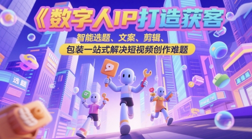 数字人IP打造获客变现实操课，智能选题、文案、剪辑、包装一站式解决短视频创作难题-chywc