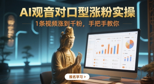 AI观音对口型涨粉实操，1条视频涨到千粉，手把手教你-chywc