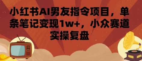 小红书AI男友指令项目，单条笔记变现1w+，小众赛道实操复盘-chywc