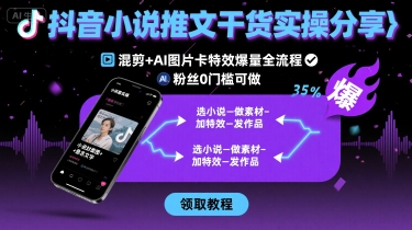 抖音小说推文干货实操分享，混剪+AI图片卡特效爆量全流程，0粉丝0门槛可做-chywc