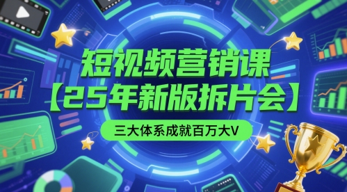 短视频营销课【25年新版拆片会】三大体系成就百万大V，包含正课、拆片会、手把手教学直播课等-chywc