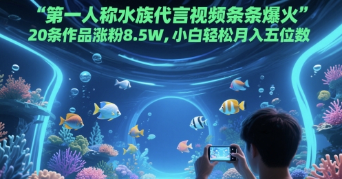 第一人称水族代言视频条条爆火，20条作品涨粉8.5W，小白轻松月入五位数-chywc