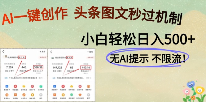 AI黑科技一键创作，头条图文轻松日入500+-chywc