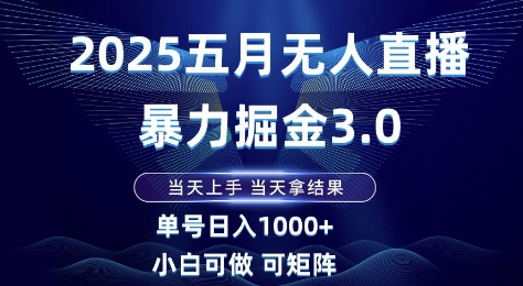 2025五月无人直播暴力掘金3.0，当天上手，当天拿结果，单号日入1k+小白可做可矩阵【揭秘】-chywc