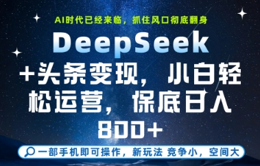 DeepSeek+头条变现，保姆级教学，小白轻松上手，日入8张+【揭秘】-chywc