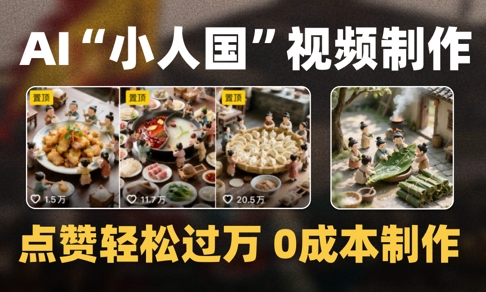 爆款1000W+播放微缩景观迷你小人国AI视频0成本制作全流程教学-chywc