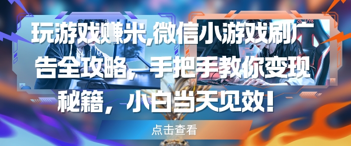 玩游戏挣米，微信小游戏刷广告全攻略，手把手教你变现秘籍，小白当天见效-chywc