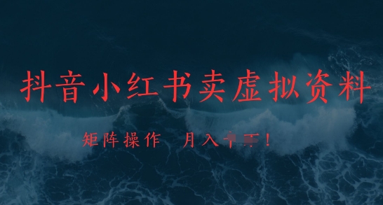 抖音小红书卖虚拟资料，市场需求一直存在，矩阵操作，月入1w+-chywc