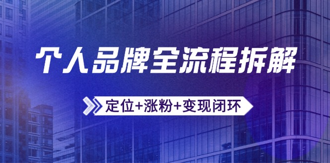 个人品牌全流程拆解：定位+涨粉+变现闭环，微信生态运营与资源整合-chywc
