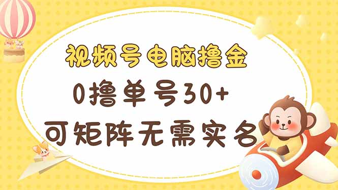 视频号电脑撸金 0撸单号30+ 可矩阵 无需实名多号多得-chywc