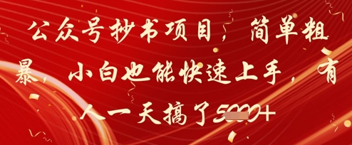 公众号抄书项目，简单粗暴，小白也能快速上手，有人一天搞了1k+-chywc