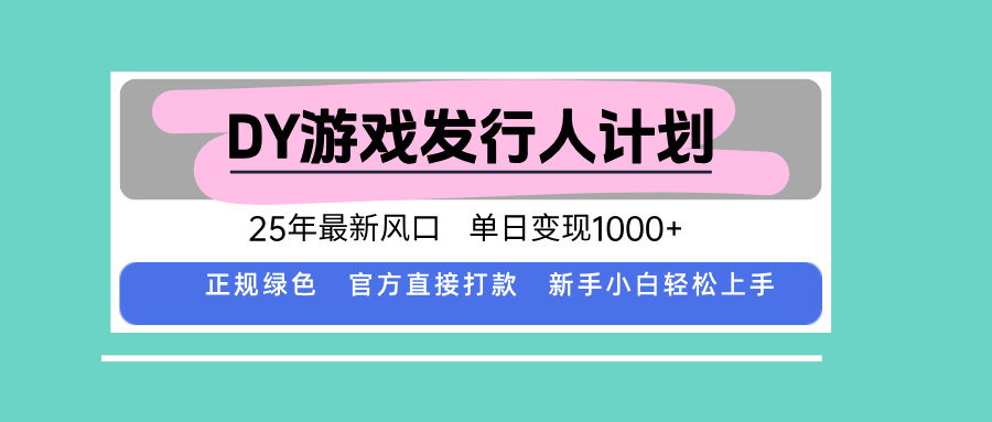 DY小游戏发行人计划，25年最新风口，单日变现1000+，官方 直接打款，新…-chywc