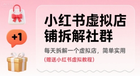 小红书虚拟店铺拆解社群，每天拆解一个虚拟店，简单实用(赠送小红书虚拟教程)-chywc
