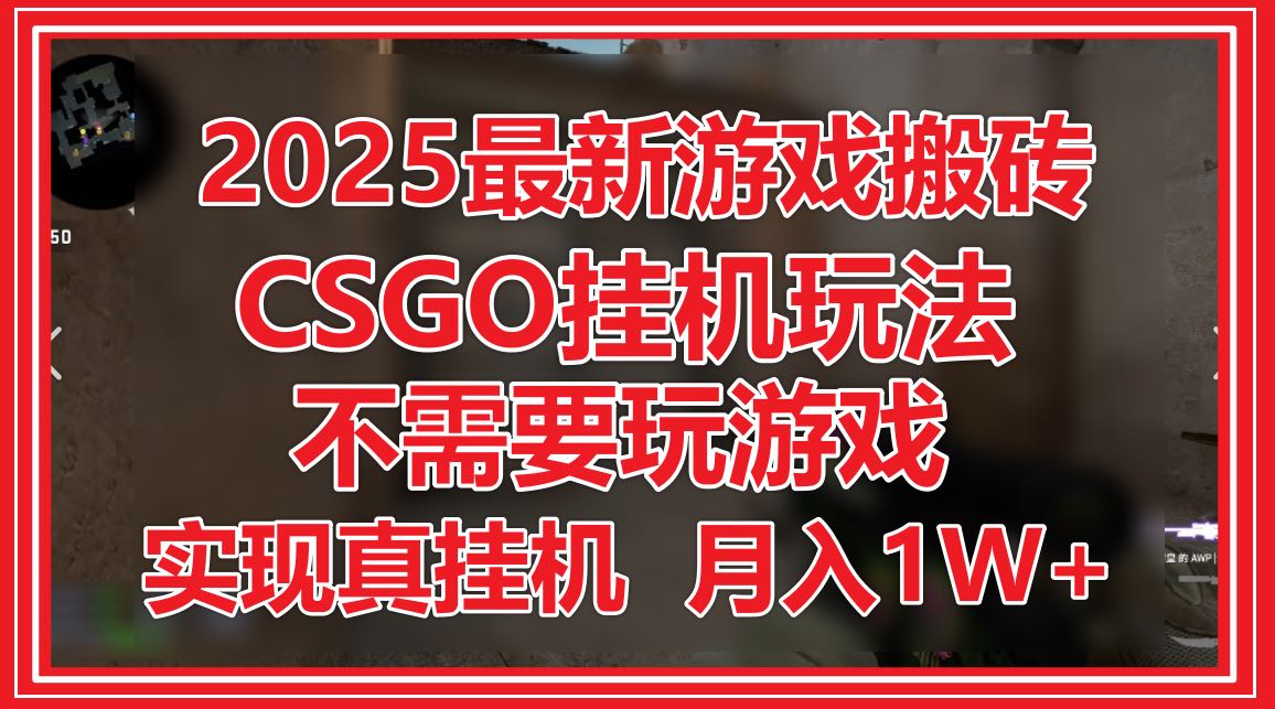 2025最新游戏搬砖，CSGO挂机，不需要玩游戏，实现真挂机，月入1W+-chywc