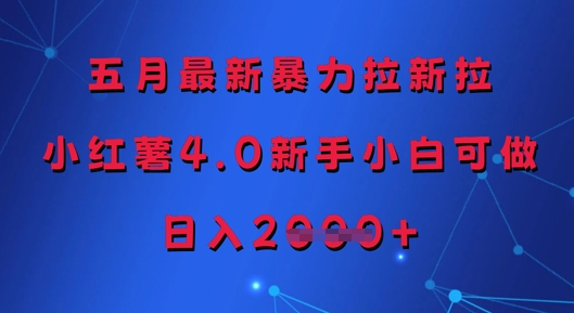 五月最新暴力拉新拉，小红薯4.0新手小白可做，日入多张-chywc