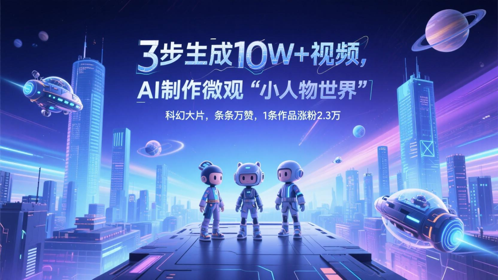 三步生成10W+视频，AI制作微观“小人物世界”科幻大片，条条万赞，1条作品涨粉2.3万-chywc