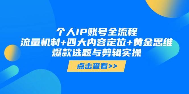 个人IP账号全流程：流量机制+四大内容定位+黄金思维, 爆款选题与剪辑实操-chywc