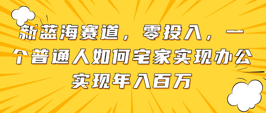 新蓝海赛道，零投入，一个普通人如何宅家办公实现年入百万-chywc