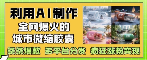 利用AI制作全网爆火的城市微缩胶囊，条条爆款， 多平台分发，疯狂涨粉变现-chywc