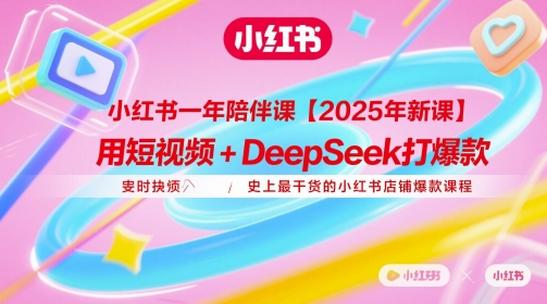 小红书一年陪伴课【2025年新课】，用短视频+deepSeek打爆款，史上最干货的小红书店铺爆款课程-chywc