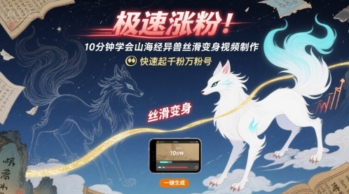 极速涨粉！10分钟学会山海经异兽丝滑变身视频制作，快速起千粉万粉号-chywc