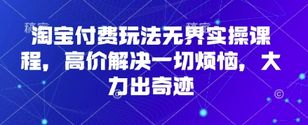 淘宝付费玩法无界实操课程，高价解决一切烦恼，大力出奇迹-chywc