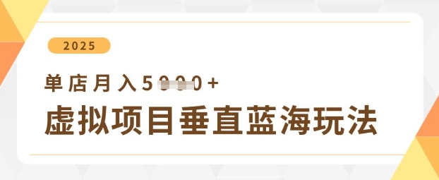 虚拟项目垂直玩法，实现单店月入5k+-chywc