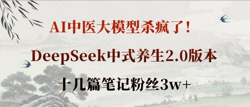 AI中医大模型杀疯了！DeepSeek中式养生2.0版本，十几篇笔记粉丝3w+-chywc