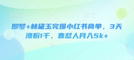 即梦+林黛玉完爆小红书商单，3天涨粉1千，靠怼人月入5k+-chywc