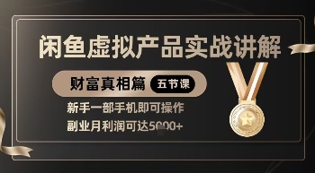 精品！闲鱼虚拟产品实战讲解，新手一部手机即可操作，副业月利润可达5k+-chywc