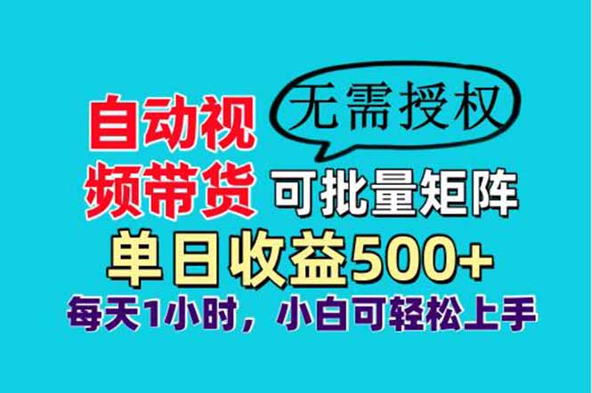 自动视频带货，可批量矩阵，单日收益500+、轻松实现睡后收益，小白可…-chywc
