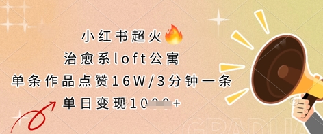 小红书超火的治愈系loft公寓，单条作品点赞16W，3分钟一条，单日变现数张-chywc