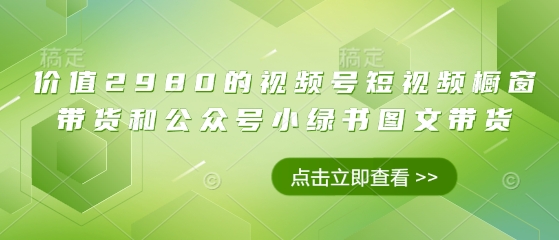 价值2980的视频号短视频橱窗带货和公众号小绿书图文带货-chywc