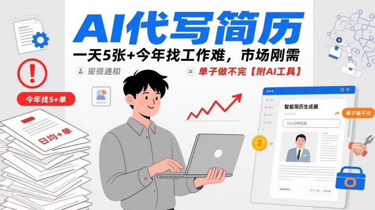 AI代写简历，一天5张+今年找工作难，市场刚需，单子做不完【附AI工具】-chywc