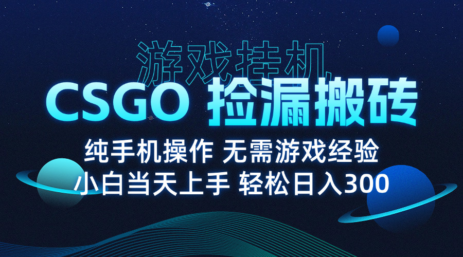 8月最新游戏搬砖，CSGO纯挂机，不需要玩游戏，实现真挂机，月入1W+-chywc