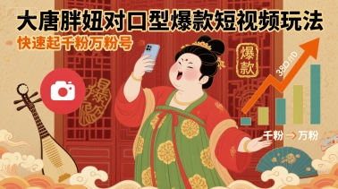 大唐胖妞对口型爆款短视频玩法，快速起千粉万粉号-chywc