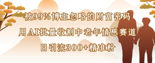 被99%博主忽略的财富密码：用AI批量收割中老年情感赛道，日引流300+精准粉-chywc