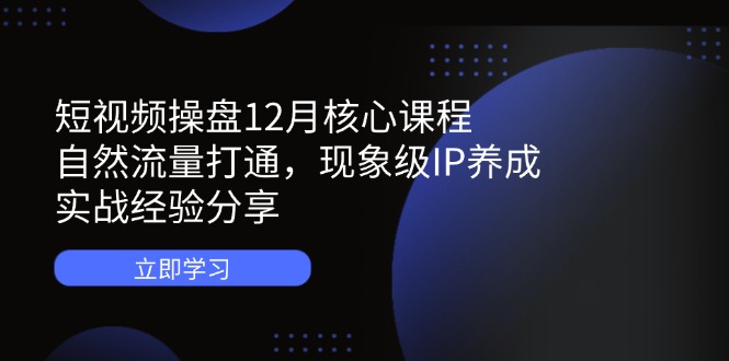短视频操盘12月核心课程：自然流量打通，现象级IP养成，实战经验分享-chywc