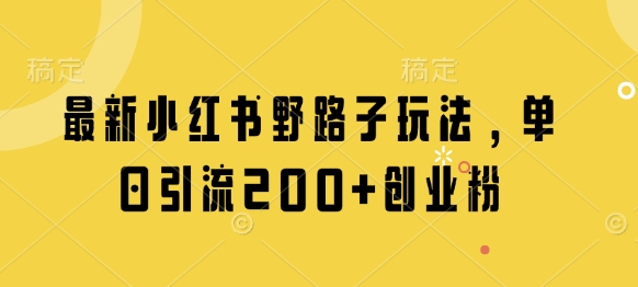 最新小红书野路子玩法，单日引流200+创业粉-chywc