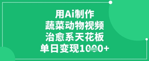 用Ai制作蔬菜动物视频，治愈系天花板，单日变现1k-chywc