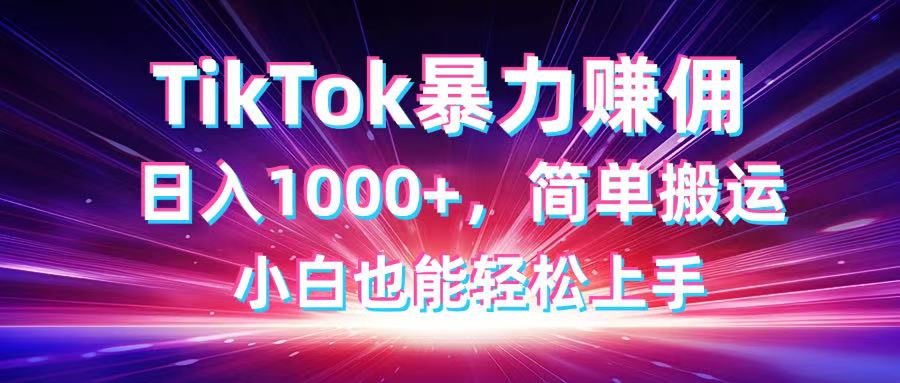 TikTok搬运暴力赚佣，日入1000+，简单搬运，小白也能轻松上手-chywc