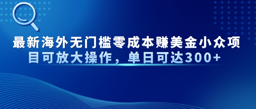最新海外无门槛零成本赚美金小众项目可放大操作，单日可达300+-chywc