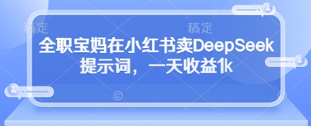 全职宝妈在小红书卖DeepSeek提示词，一天收益1k-chywc