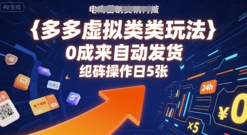多多虚拟类目玩法，0成本全自动发货，矩阵操作日5张-chywc
