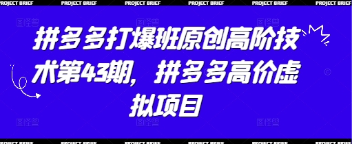 拼多多打爆班原创高阶技术第43期，拼多多高价虚拟项目-chywc