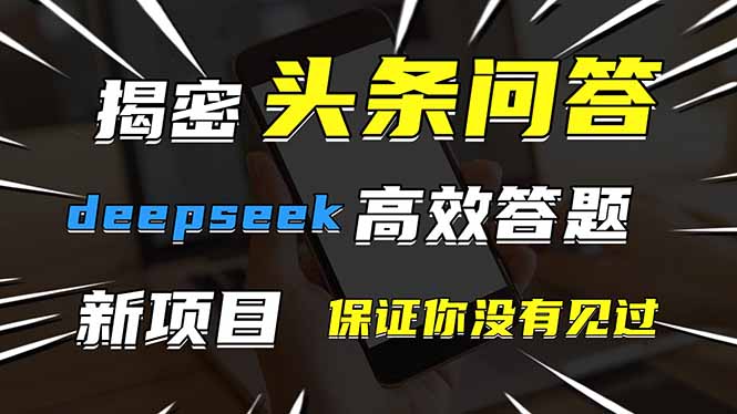 头条问答，刚出的新玩法！保证你没见过！用DeepSeek去高效答题，一个账…-chywc