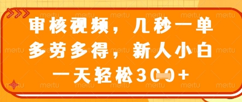 视频审核员，几秒一单，不限时间，不限地点，多做多得，新人小白一天轻松几张+【揭秘】-chywc